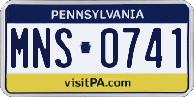 PA license plate MNS0741