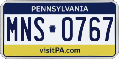 PA license plate MNS0767