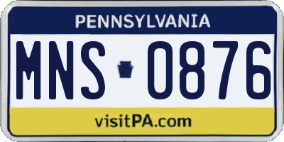 PA license plate MNS0876