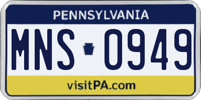 PA license plate MNS0949