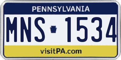 PA license plate MNS1534