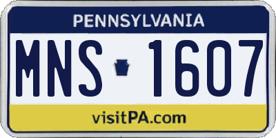 PA license plate MNS1607