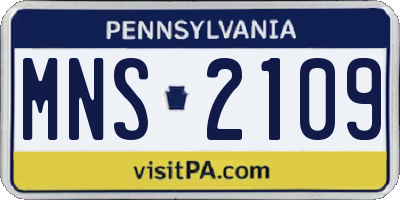 PA license plate MNS2109