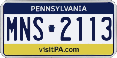 PA license plate MNS2113