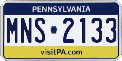 PA license plate MNS2133