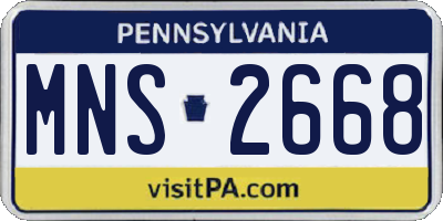 PA license plate MNS2668