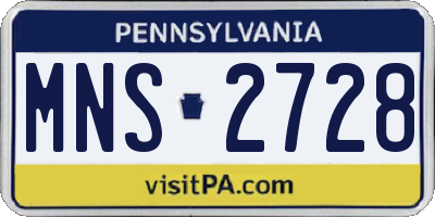 PA license plate MNS2728