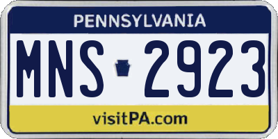 PA license plate MNS2923