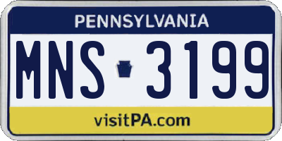 PA license plate MNS3199