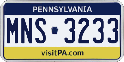 PA license plate MNS3233
