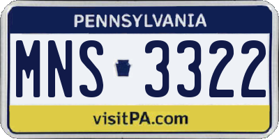 PA license plate MNS3322