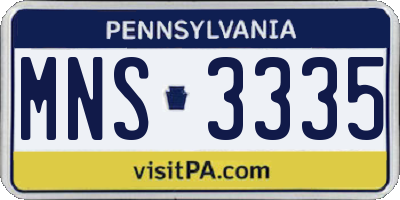 PA license plate MNS3335