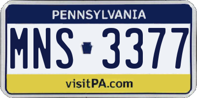 PA license plate MNS3377