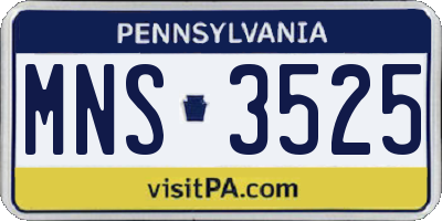 PA license plate MNS3525