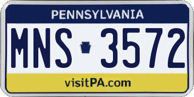 PA license plate MNS3572