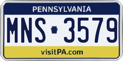 PA license plate MNS3579