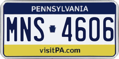PA license plate MNS4606