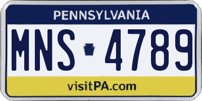 PA license plate MNS4789
