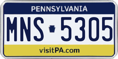 PA license plate MNS5305