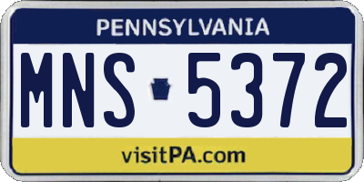 PA license plate MNS5372