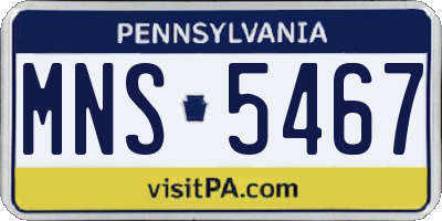 PA license plate MNS5467