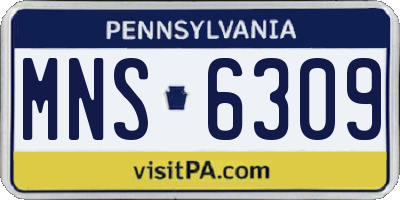 PA license plate MNS6309