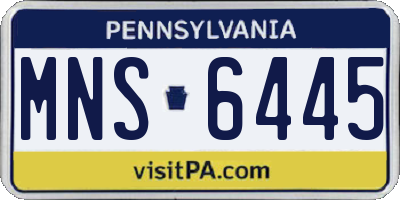 PA license plate MNS6445