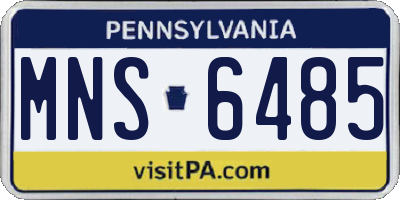 PA license plate MNS6485