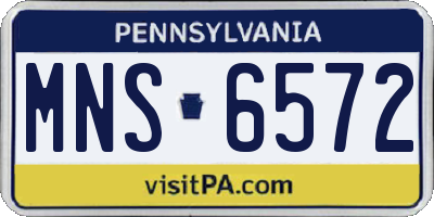 PA license plate MNS6572