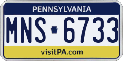 PA license plate MNS6733