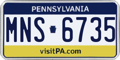 PA license plate MNS6735