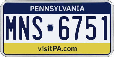 PA license plate MNS6751