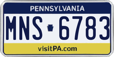 PA license plate MNS6783