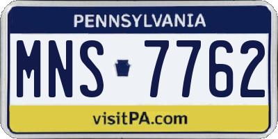 PA license plate MNS7762
