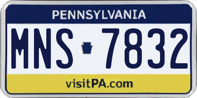 PA license plate MNS7832
