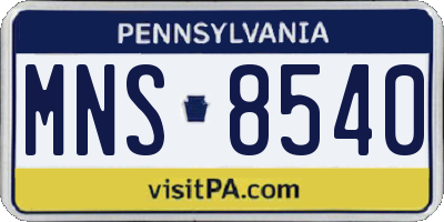 PA license plate MNS8540