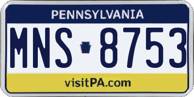 PA license plate MNS8753