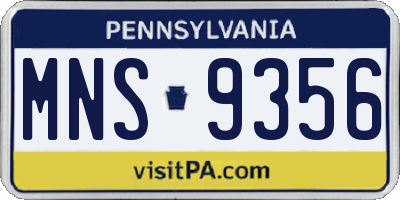 PA license plate MNS9356