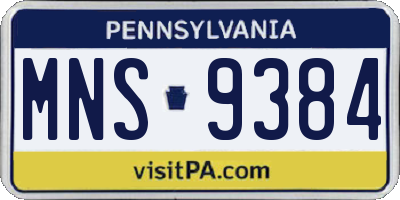 PA license plate MNS9384