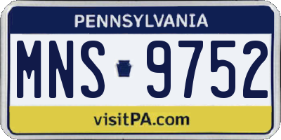 PA license plate MNS9752