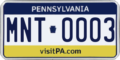 PA license plate MNT0003