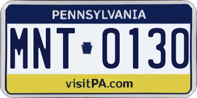 PA license plate MNT0130