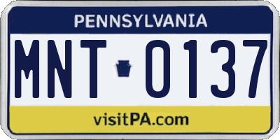 PA license plate MNT0137