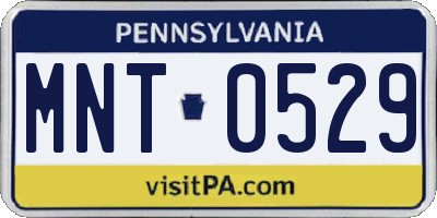 PA license plate MNT0529