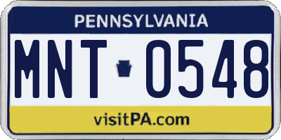 PA license plate MNT0548