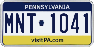 PA license plate MNT1041