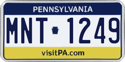 PA license plate MNT1249