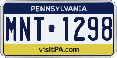 PA license plate MNT1298