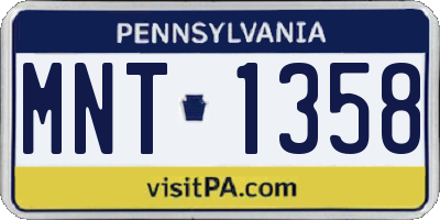PA license plate MNT1358