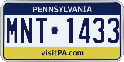 PA license plate MNT1433